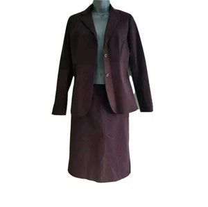 J.FERRY Womens Dark Magenta Cotton Jacket & Skirt Suit. Size UK 12, EU 40, US 8. - Picture 1 of 12