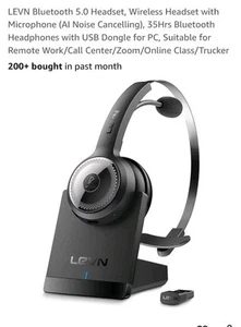 LEVN Bluetooth 5.0 Headset Wireless Headset with Microphone AI Noise Cancelling - Picture 1 of 9
