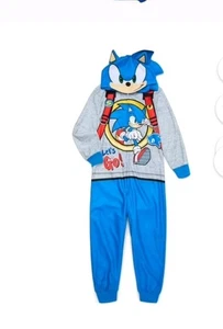 Sonic The Hedgehog Schlafanzug Jungen Größe 10/12 blau Kapuze Langarm  - Bild 1 von 15