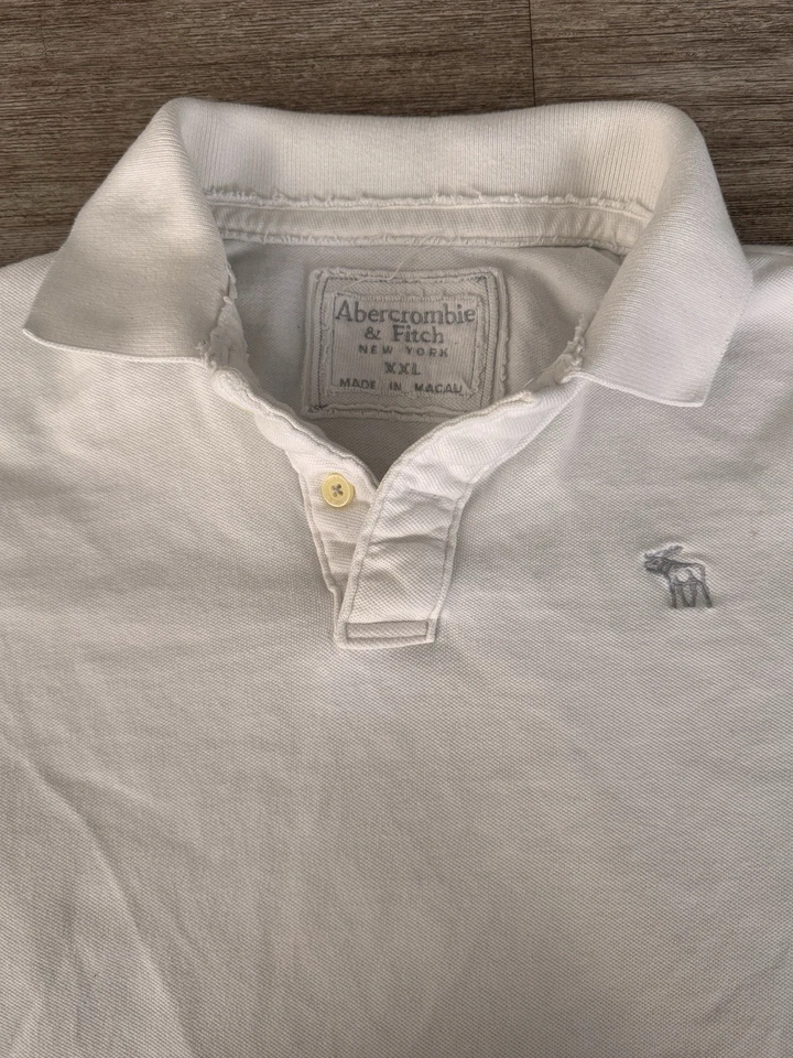 Abercrombie & Fitch Early 2000s White Polo Shirt XXL Made in Macau Y2K - Image 1 of 4