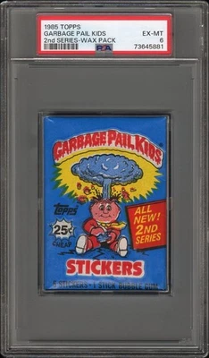 PSA 6 EX MINT 1985 TOPPS GARBAGE PAIL KIDS GPK SERIES 2 OS2 WAX PACK 45881 - Image 1 of 2