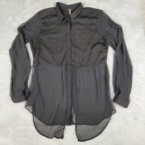 FREE PEOPLE The Best Of Both Worlds Black Blouse Sheer Size M Medium - Picture 1 of 9