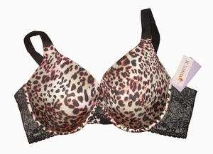 NWT Joyspun Full Figure Modern Plunge Leopard Print UW Lace Bra Assorted Sizes - Picture 1 of 2