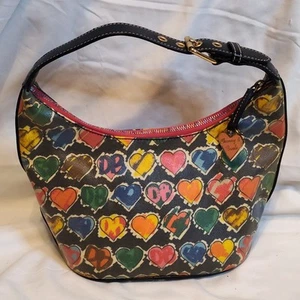 Dooney & Bourke Vintage Y2K Black Heart Crayon Scribble Shoulder Bag Purse - Picture 1 of 16