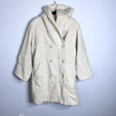 Max Mara Fur Coat Jacket Women’s 10 Cream Vintage Hooded Old Money - Image 1 of 4