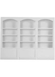 Dollhouse Display Cabinet,1:12 Miniature Furniture Wooden Triple Bookshelf White - Picture 1 of 4