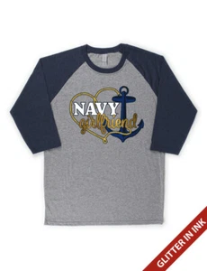 United States US Military Navy Girlfriend Baseball Tee T-Shirt NWT Small - Picture 1 of 2