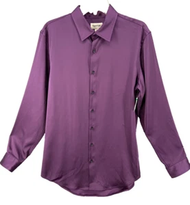 Camisa Open Edit para mujer M púrpura profundo cuello manga larga satinado como abotonada - Imagen 1 de 11