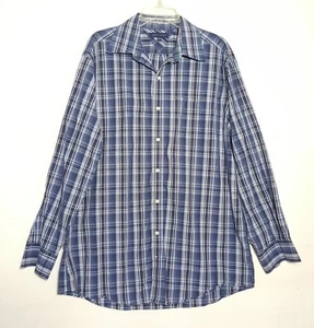 Tommy Hilfiger Herrenhemd blau Knopfleiste Langarm kariert Größe L 16,5 34-35 - Bild 1 von 4