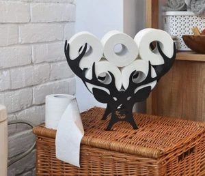 Toilet Roll Holder Bathroom Accessory Deer Stag Free Standing Metal Novelty - Picture 1 of 24