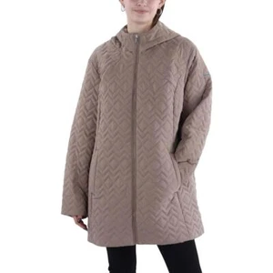 Laundry by Shelli Segal Womens Tan Hooded Quilted Coat Outerwear XL BHFO 6619 - Picture 1 of 3