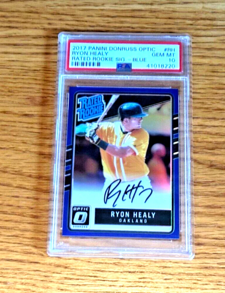 RYON HEALY 2017 Donruss Optic #RRS-RH PSA 10 Rated Rookie RC Blue Prizm Auto /75 - Image 1 of 2
