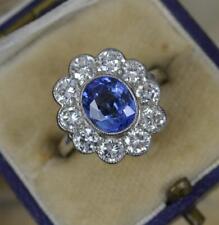 Stunning 2.2ct Sapphire and Vs 1.75ct Diamond Platinum Cluster Ring