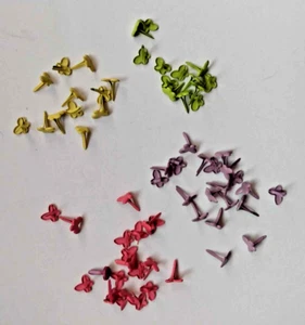 Lot 64 Mix Mini Butterflies Paper Brads Yellow, Green, Purple, Pink Pastel 5x8mm - Picture 1 of 9
