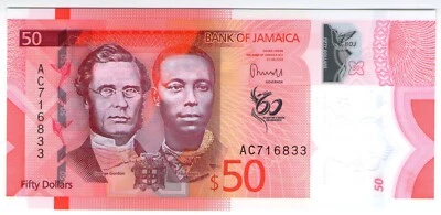 **   JAMAIQUE     50  dollars   2022   p-96a  (Polymer)    UNC   ** - Photo 1/2