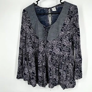 Top Anthropologie Akemi Kin taglia media Marcella stringato scollo a scoop boho campana sl - Foto 1 di 5