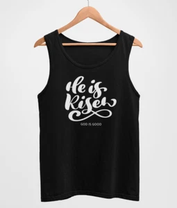 Mens Tank Top He is Risen God is Good Easter Shirt Christian Faith Tee Spring - Picture 1 of 4