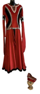 Deluxe Medieval Gown , Red Velvet / Black Fur  - Picture 1 of 8