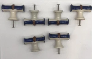 6 VINTAGE MEXICAN PORCELAIN DOOR KNOBS/PULLS HAND PAINTED. - Picture 1 of 4
