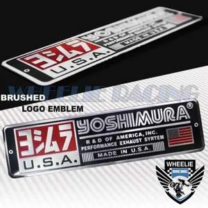 Metallo 5.5 " 3D Spazzolato Alluminio Emblema Calcomania Yoshimura Logo + - Picture 1 of 1