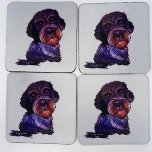 German Wirehaired Pointer of 4 Coasters with no-slip backing Custom Neoprene - Bild 1 von 5