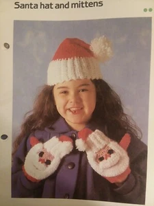 Christmas Santa Hat & Mittens crochet PATTERN INSTRUCTIONS FREE SHIPPING - Picture 1 of 2