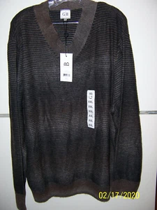 $75 NWT Geoffrey Beene XXL Coffee Striped (BROWNS) SUPER SOFT Pullover SWEATER - Picture 1 of 3