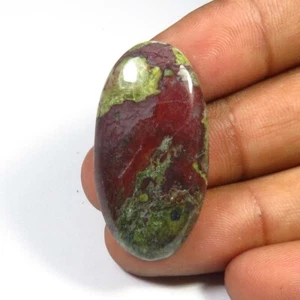 Green Blood Jasper Oval Gemstone Natural Dragon Smooth Cabochon 34x18 mm DC-56 - Picture 1 of 9
