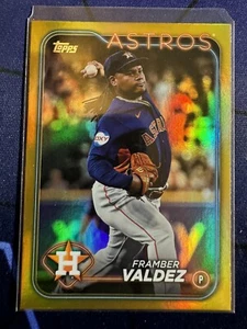 2024 Topps Series 1 Gold Foil Framber Valdez #220 Houston Astros - Picture 1 of 2