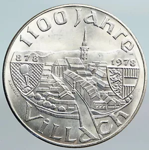 1978 AUSTRIA City of Villach Founding Genuine Silver 100 Shilling Coin i90096 - Picture 1 of 3