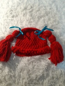 Adult Women's Winter Hat Party Costume Accessory Braided Pigtail Wig Red - Picture 1 of 7