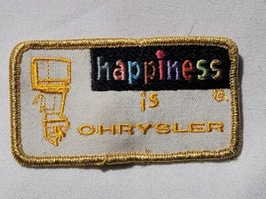 Vintage NOS Patch Happiness Is Chrysler Shirt Jacket Hat - Picture 1 of 2
