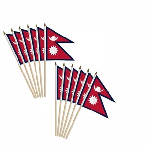 12pc Pack of Nepal 12x18in Handheld Country Stick Flags - Picture 1 of 2