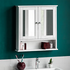 Bathroom Wall Cabinet Storage 2 Door Mirrored Cupboard Mdf Shelves Vanity Unit