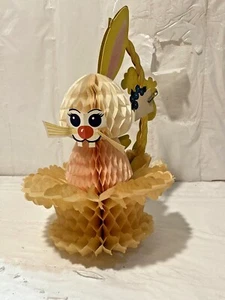 Vtg Die-Cut Honeycomb Easter Bunny Rabbit Decoration Tissue Paper Denmark Danish - Picture 1 of 9