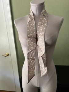 NEW Coach Signature C Gray Birch Cream Reversible Skinny Silk Bandana Scarf - Picture 1 of 3