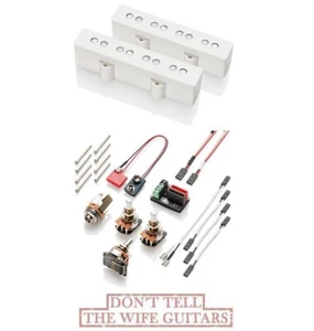 EMG JV SET WHITE Jazz Bass Bridge & Neck J Pickup Set Active Jazz Pots & Wiring - Picture 1 of 2