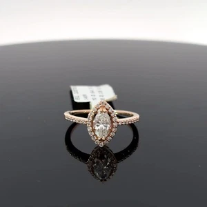 Marquise Natural Diamond Halo Ring 14k gold - 0.83 CTW - Picture 1 of 4