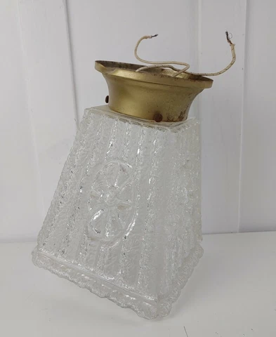 Vintage Frosted Crackle Glass Hallway Light with Fixture Cover