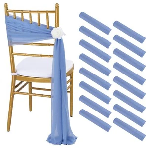 16 PCS 8ft Long Dusty Blue Tulle Chair Sashes Fabric Ribbon Party Decoration - Picture 1 of 6