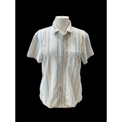 American Eagle Short Sleeve Button Down Shirt Mens Medium Pastel Stripes Hipster - Image 1 of 4