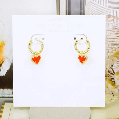 NWOT Kendra Scott Ari Heart Red Illusion Huggie Earrings Gold Plated - Image 1 of 3