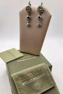 JUDITH RIPKA Esterlina Diamonique Diseño de Cable Pendientes Perforados Cuelgantes Caja Bolsa - Imagen 1 de 8