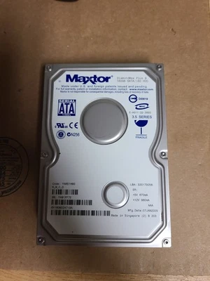 Maxtor DiamondMax Plus 9. 160GB SATA 3.5" Desktop Hard Drive HDD 6Y160M02471BA - Image 1 of 2