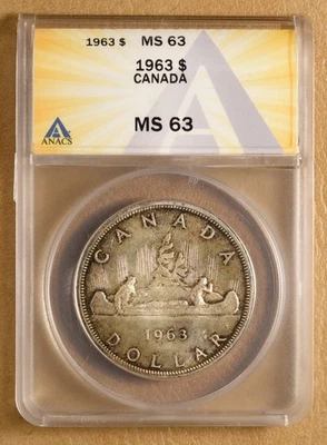1963 Canada Silver Dollar ANACS MS63 - Image 1 of 2