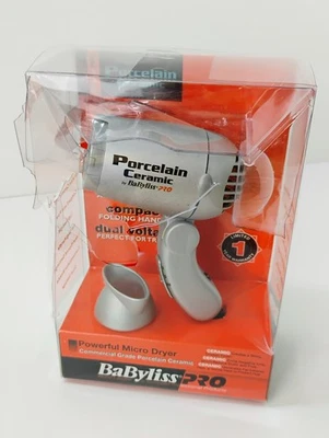 Babyliss Pro Porcelain Ceramic Compact Dual Voltage Micro Hair Dryer BABP051 - Image 1 of 4