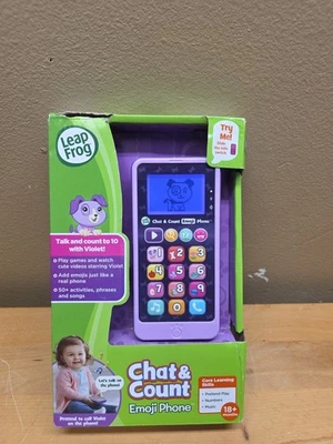 LeapFrog Chat & Count Emoji Phone Violet Toddler Toy Tested, **Box Damaged** - Image 1 of 4