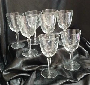 Set 8 bicchieri da vino vintage in vetro Libbey spazzato dal vento calici acqua 7" MCM - Foto 1 di 5