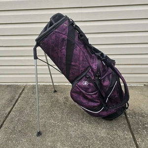 Ogio Featherlite Luxe 8 Way Divider Stand Golf Bag Purple Black Floral EUC - Picture 1 of 9
