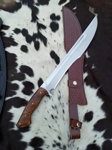 Handmade 17" High Polished Carbon Steel Machete KNife With Leather Sheath Full T - Picture 1 of 4